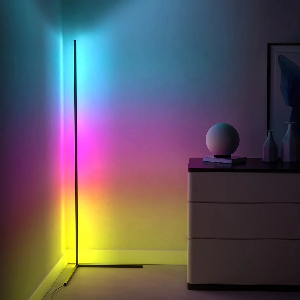 Modern bedroom vivid led simple RGBW floor light adjustable color changing corner stand smallest corner floor lamp