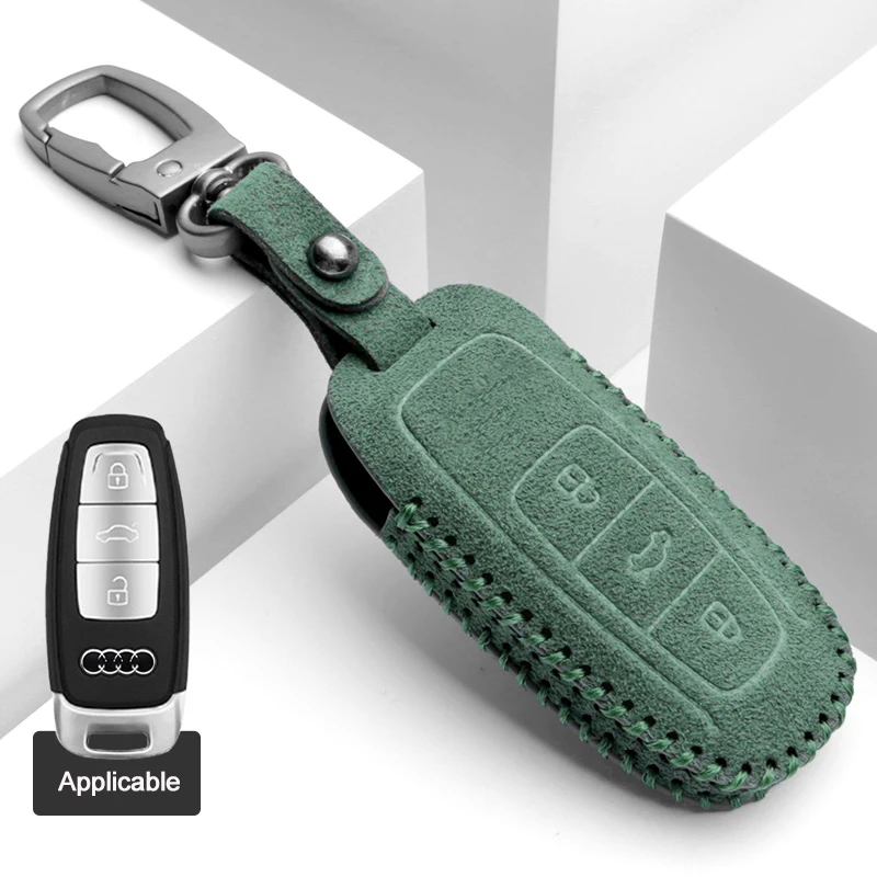 Ushilife Luxury Key Cover Accessories CarKey Case Alcantare Material Protective Cover to Audi A6 A4 A3 Q3 Q2 Q5 Q7 A7 A8 Q8 Keys