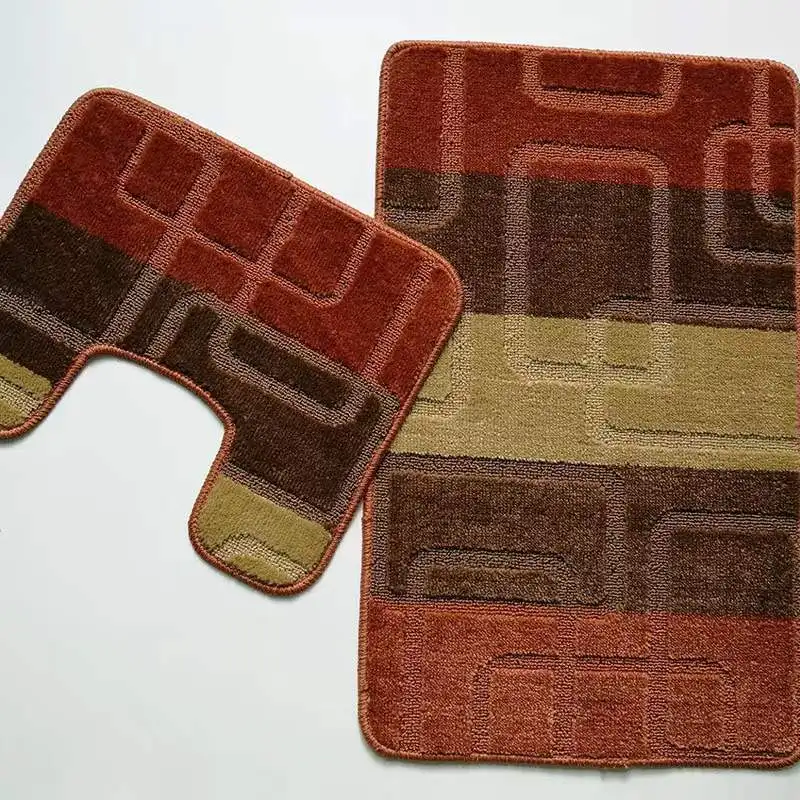 2 piece bath mat set washable PP anti-slip bath rugs absorbent floor mat toilet bathroom set matching floor mats for bathroom