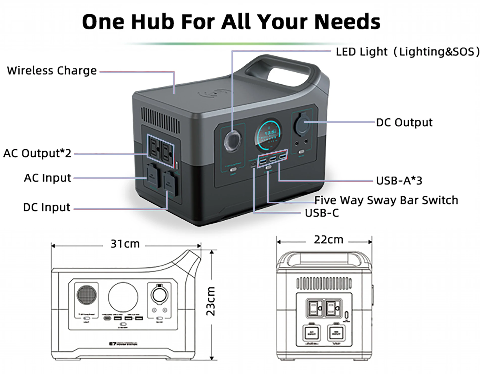 Portable Solar Charging Station Lifepo4 Lithium Ion Battery Outdoor Portable Power Station