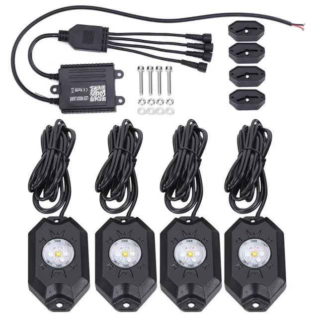 4/6/8 Pods Multicolor Off Road RGB LED Rock Light Kit with APP Controller,Timing Function,Music Mode For Pick Up ATV UTV
