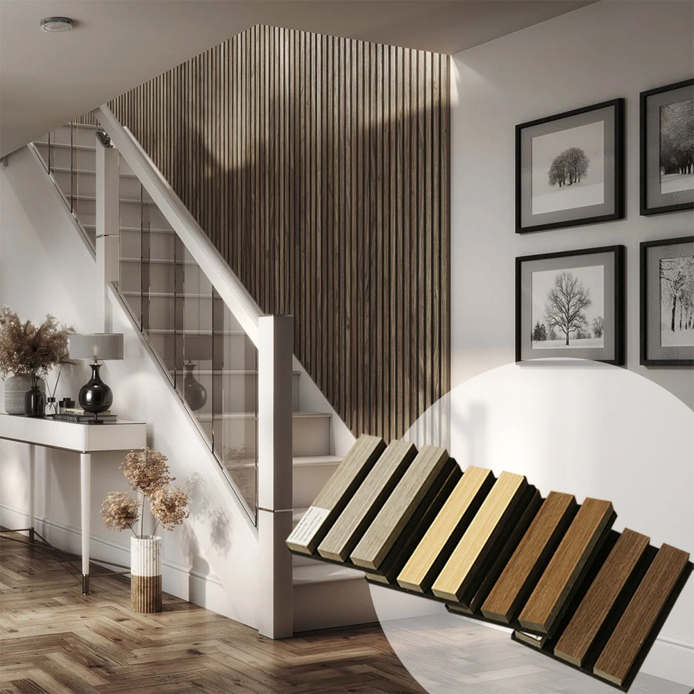 Luxury Art 3d Natural Oak Waterproof Panel Sound Absorbing Decoration Wall Acoustic Wood Panel Slats