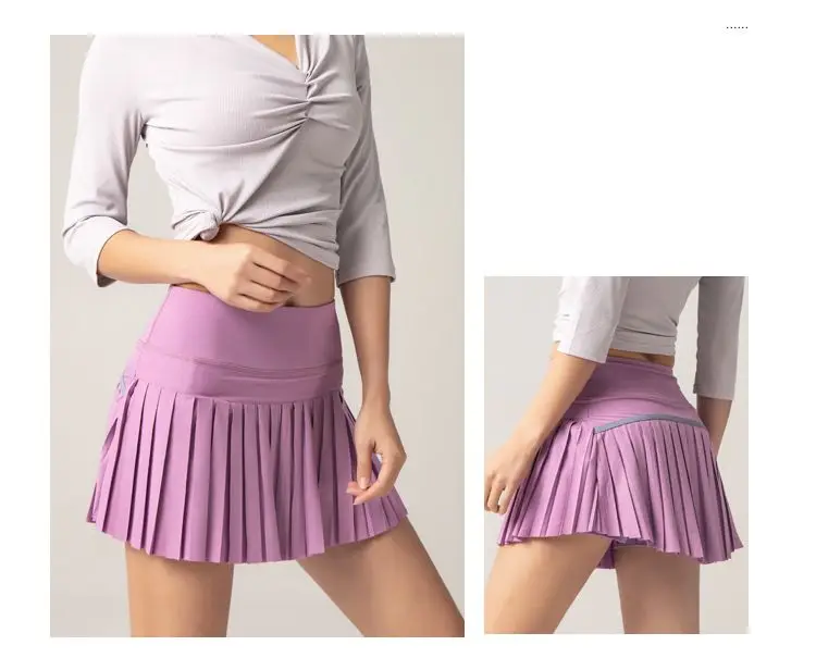 Dynamics Solid Color Athletic Apparel Casual Mini Skirt Breathable Two Pieces Tennis Golf Gym High Waist Women Sports Skirt
