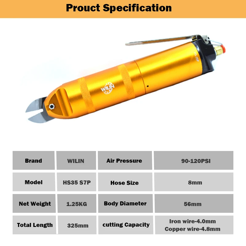 Pneumatic Air Nipper 6GA Gauge Cable Metal Wire Mesh Shear Scissors Cutter 4.8mm Copper Wire 4.0mm Steel Wire