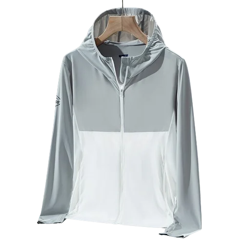 Summer new couples hooded ice silk ice feeling sunscreen clothing men elastic colour blocking skin windbreaker UV protection
