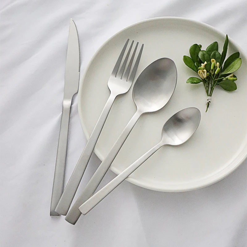 Nordic Commercial Stainless Steel Cutlery Flatware Matte Gold Colored Silverware Spoon Fork Set Dinner