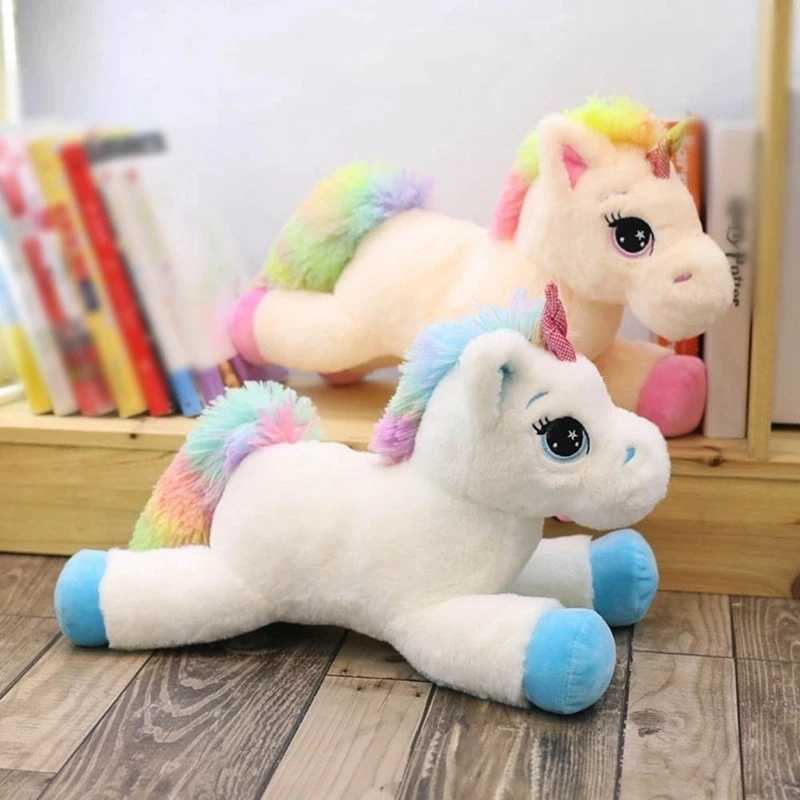 Popular Cartoon Rainbow Color Children Girls Small  Carton Horse Plush Toys Soft Stuffed Toy Unicorn