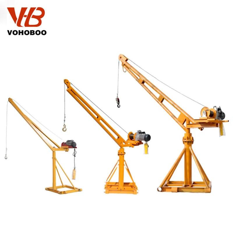 200kg 300kg 500kg 800kg 1000kg hand operation Mobile mini crane Portable Small Lift Floor Crane with electric winch