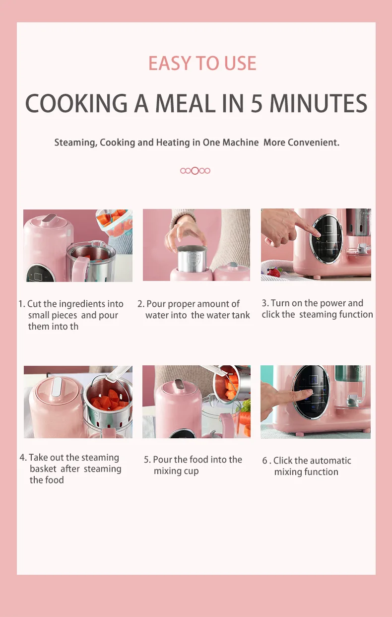 2022 New BPA Free 550ml Blender Food Processor baby Auxiliary food Machine