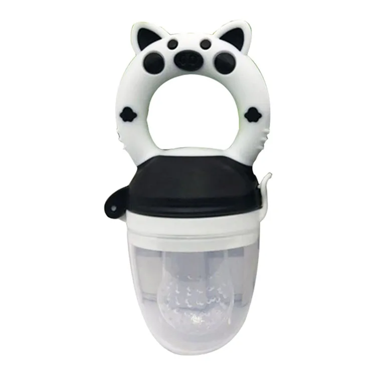 Hot Sell Small Cartoon Pig Handle Pacifier Feeder Food Grade Silicone Training Nipple Fresh Fruit Nibbler Teat Pacifier