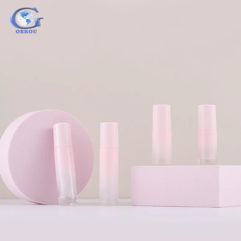 5ml 10ml 20ml 30ml 50ml 100ml 40zs serum gradient pink color essential oil dropper bottle glass cosmetic jar roller pump bottles