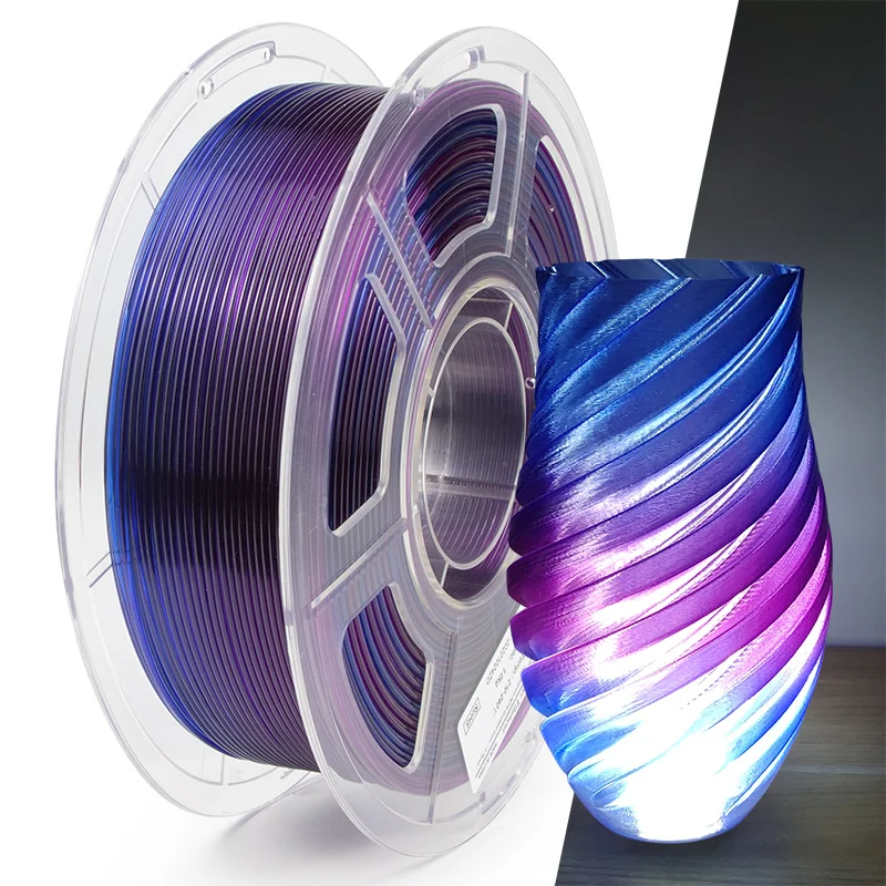 Аккуратная обмотка iSANMATE Радужный цвет прозрачный Градиент Радуга petg нить 1,75 мм 1 кг для 3d принтера синий + фиолетовый