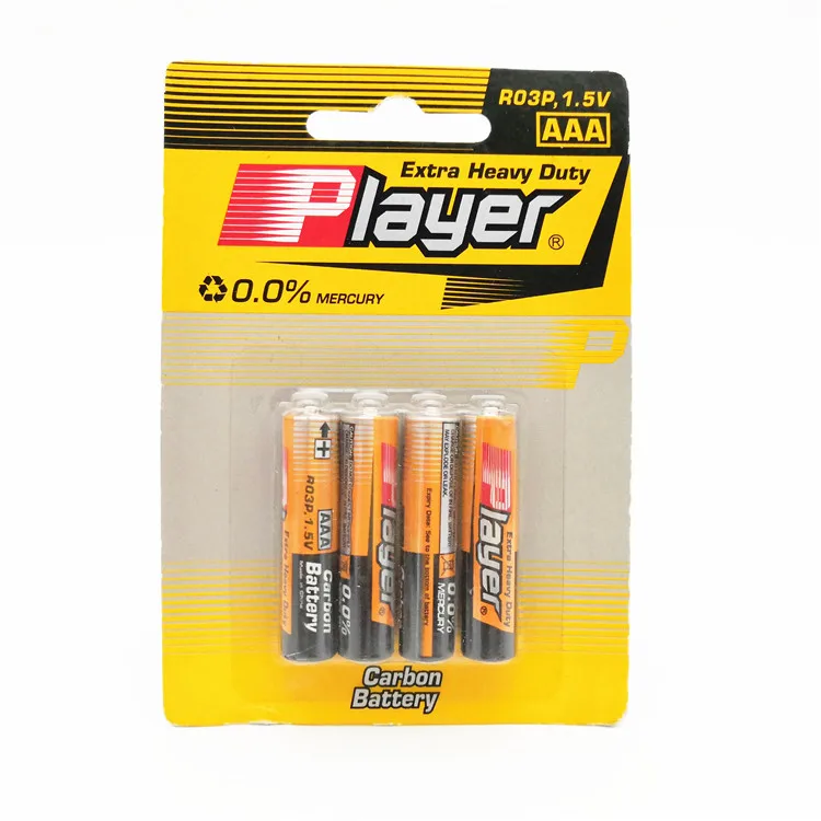 4pcs AAA Batteries Super Heavy Duty Power Carbon Zinc Triple A Battery 1.5v
