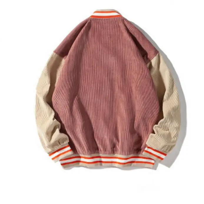 Manufacturers Custom Fashion Streetwear Baseball Jacket Button Up Front Thick Corduroy Winter Bomber Jacket