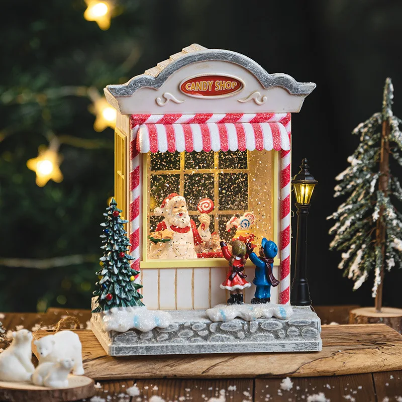 2024 Christmas Snow Globes LED Lantern with Music Box and Rotatable Christmas Tree Interior for Christmas Decoration and Gift