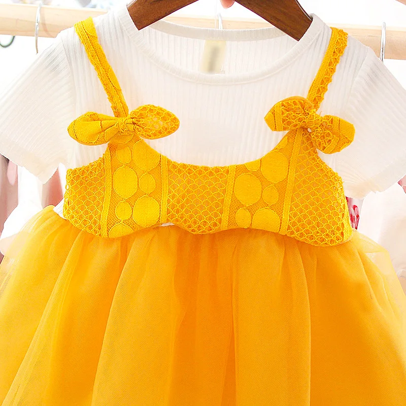 kids pettiskirt 2019 Korean version summer short-sleeved mesh baby princess children new girl dress