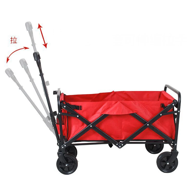 Wholesale Outdoor Folding Garden Storage  Big Wheel Metal Wagons Camping Cars Custom Wagons