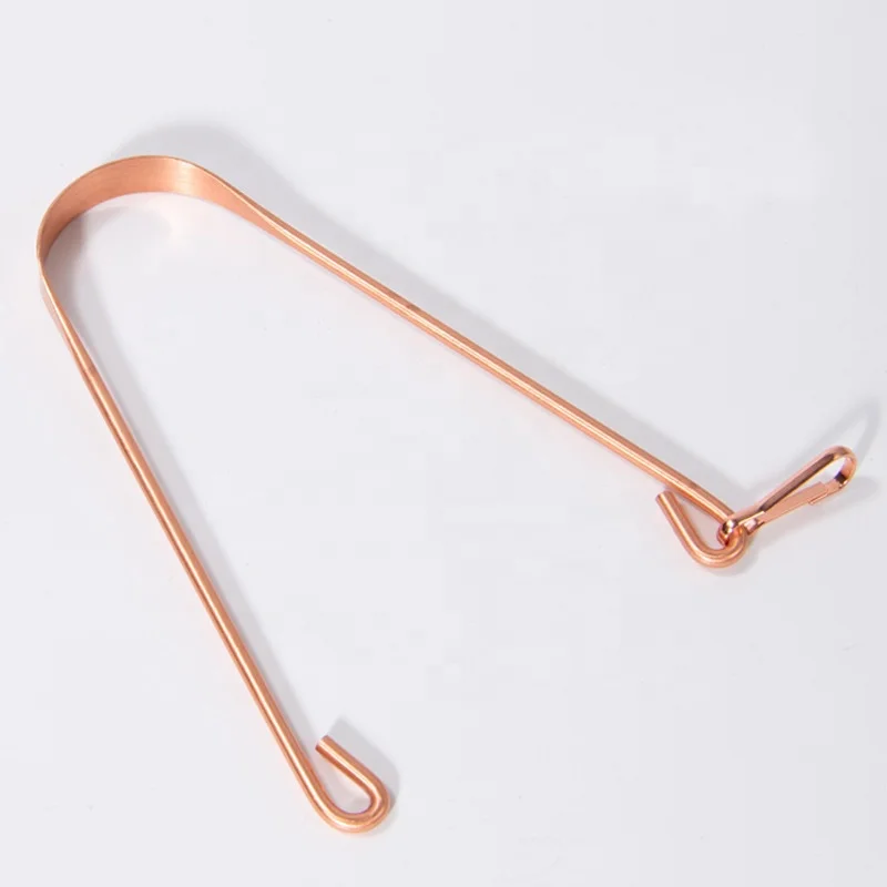 Home travel home use real pure copper tongue scraper with packaging premium quality copper tongue cleaner scraper