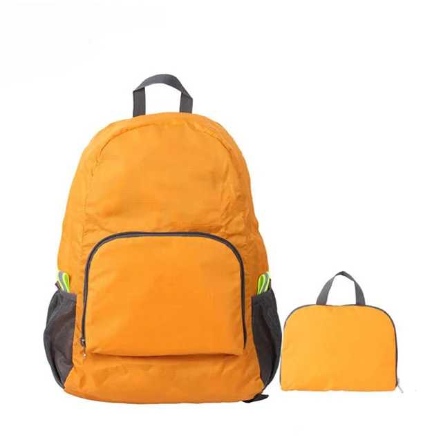Promotion cheap light weight polyester portable hiking travel foldable backpack with custom logo Men Women Gym Shoulder