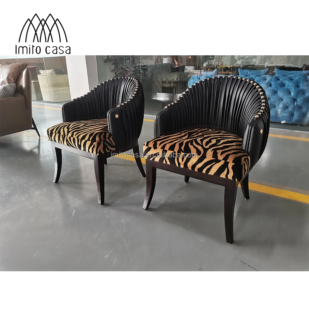IMITO CASA Italian Leopard Print Dining Room Chair Hotel & Restaurant Plicated Chairs Modern High Class Wooden Dining Armchair