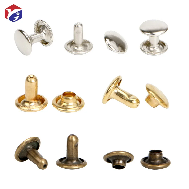 Brass Double  Rivet Cap Crystal Rhinestone Rivet Diamante Stud Spot Brass Rivets for Leather Fabric Shoes Hat