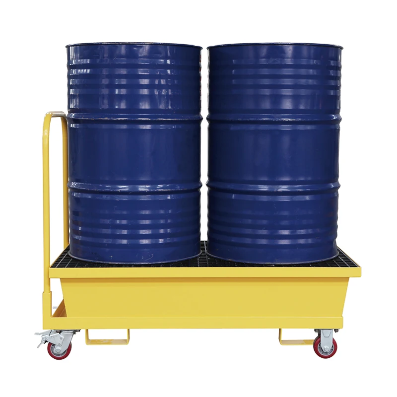 SYSBEL CE Approved 2 Drum Steel Spill Control and Spill Containment Pallets with Mobile cart