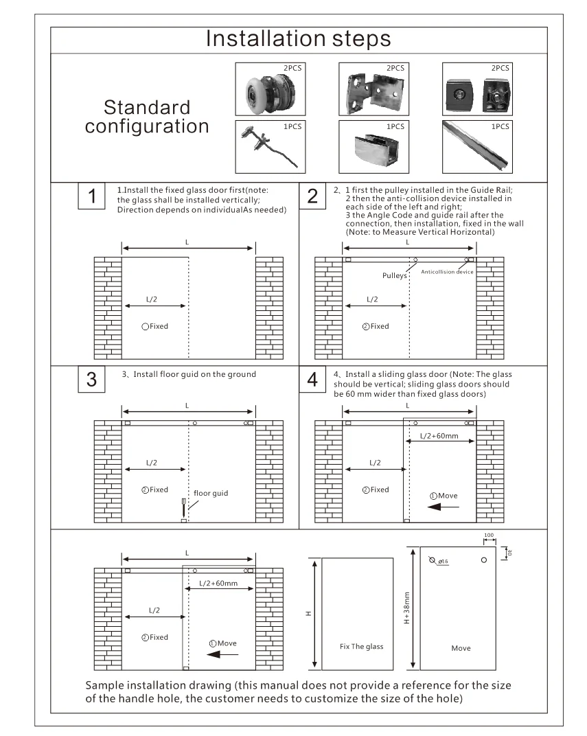 Ncyinox Stainless Steel Sliding Roller Door Accessories Modern Hanging Wheels Barn Door Hardware Hotels Glass Doors OEM/ODM