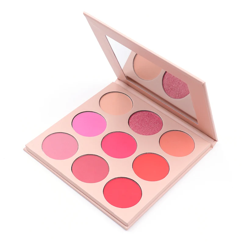 Warehouse Low MOQ 9 Color High Pigment Blush & Pressed Pigment Palette with Private Label