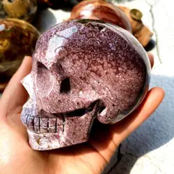 High quality hand carved natural crystal skull art sculpture folk crafts rainbow jasper skull for decoration