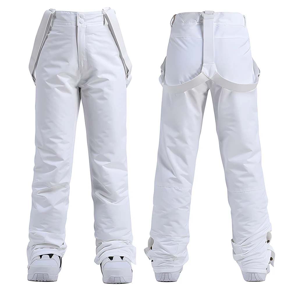 Unisex Men Women Ski Pants Baggy Thickened Waterproof Snowboard Trousers Outdoor Windproof Snow Wear with Double Board Strap