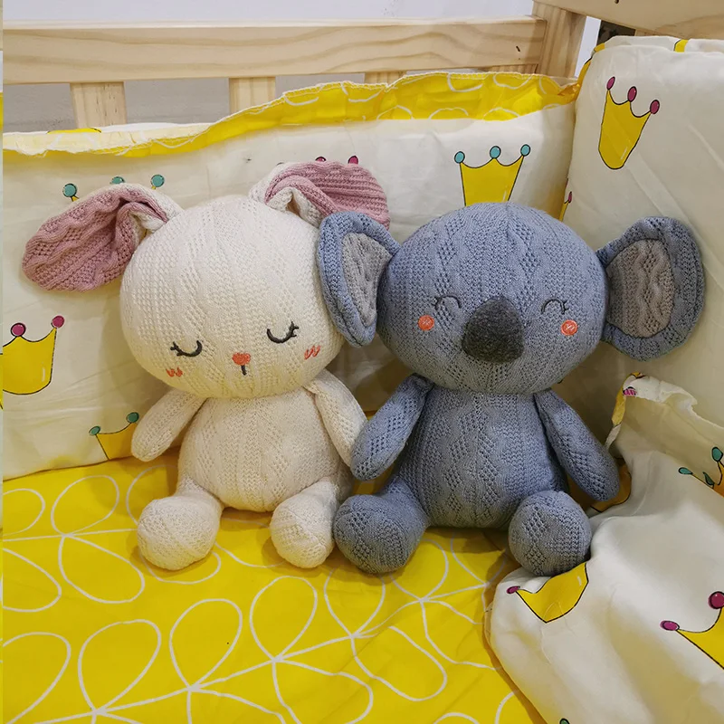 Stuffed Unicorn Rabbit Elephant Bear Dinosaur Knitted Fabric Soft Toy Girls Boys Animal Dolls Birthday Gift for Kids Girl Toy