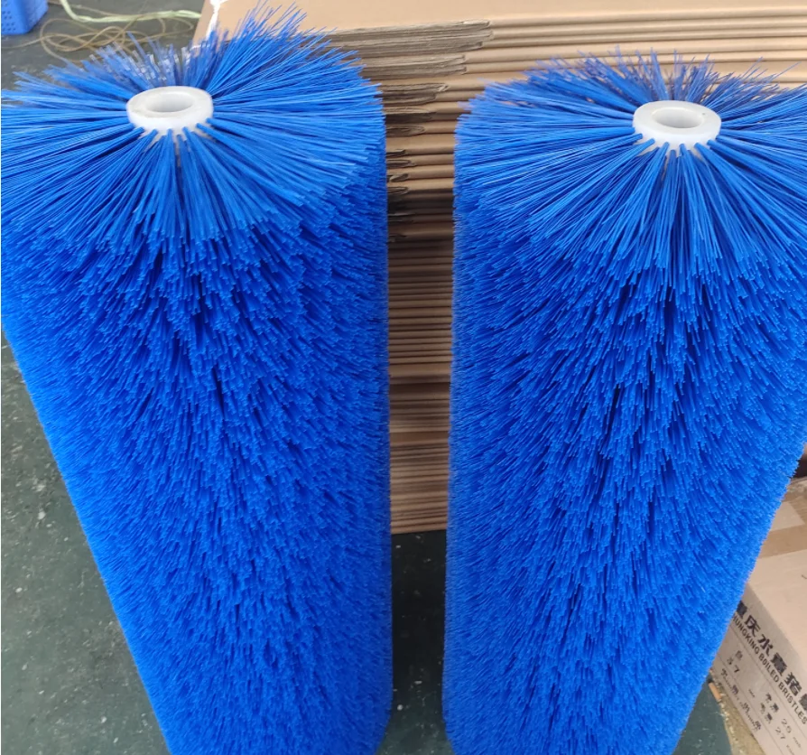 Custom Staggered Pattern Food Industry Blue Nylon Cylinder Roller Brush for Cleaning
