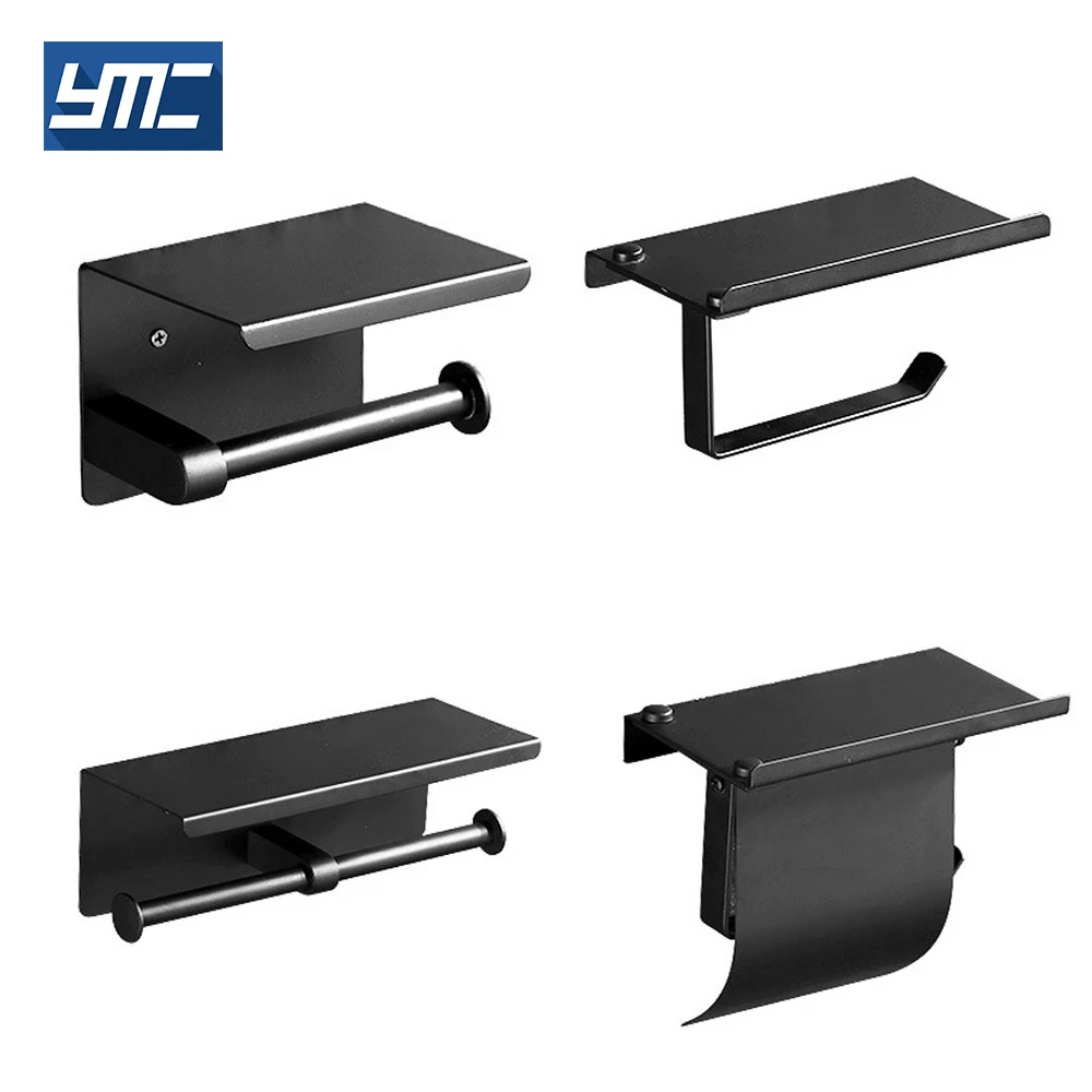 sus304 High Quality Matte Black Wall Mounted Toilet Tissue Paper Holder Bathroom Accessories Toilet Roll Paper Hanger