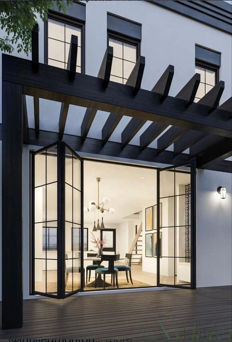Nordi anthracite grey warm core aluminum patio exterior 12 feet vistafold sliding bifold/folding glass doors external