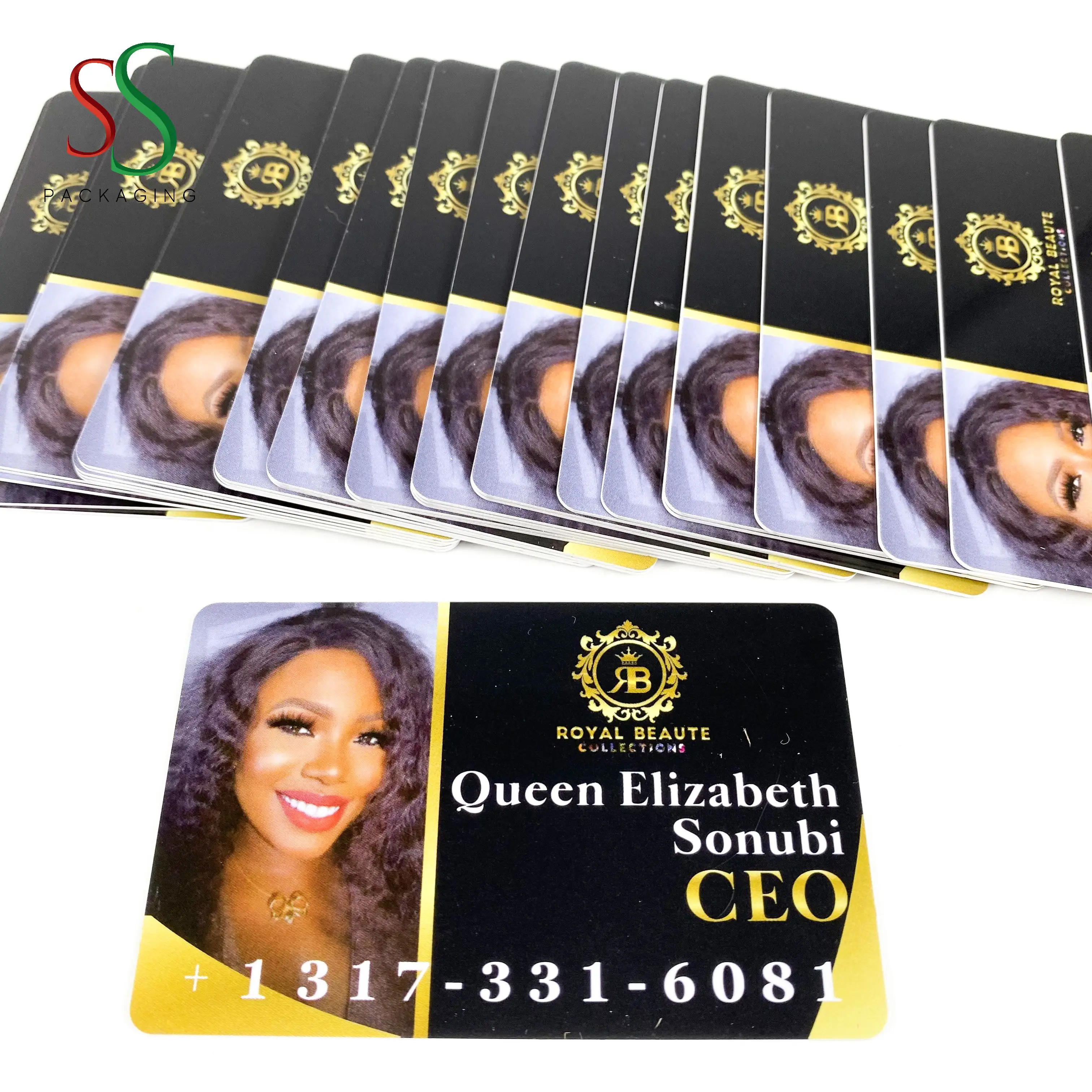 SS Hair Packaging Full Color Printing Logo Custom Business Card Credit Card