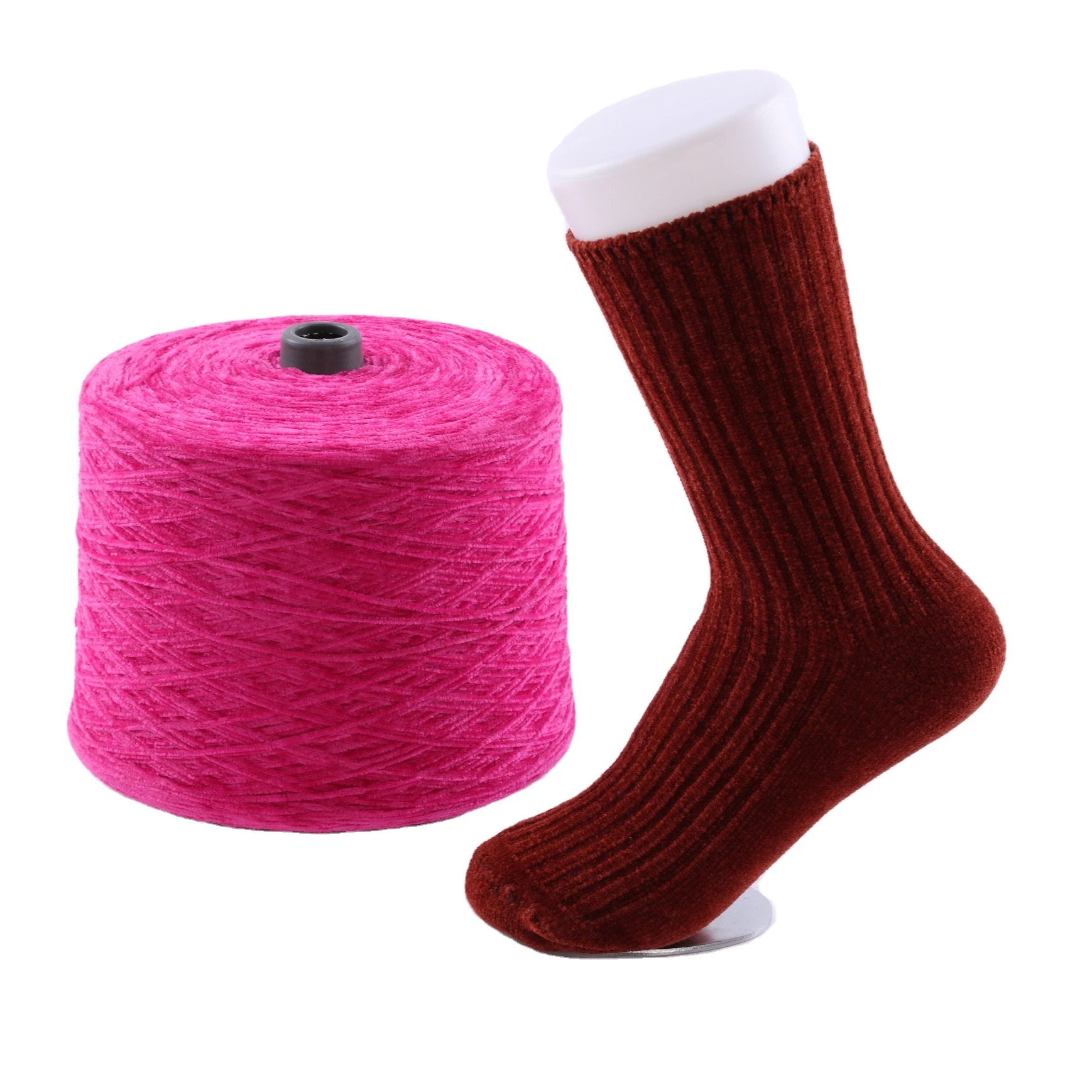 Good quality factory prices colourful Polyester fancy yarn chenille yarn for knitting for socks