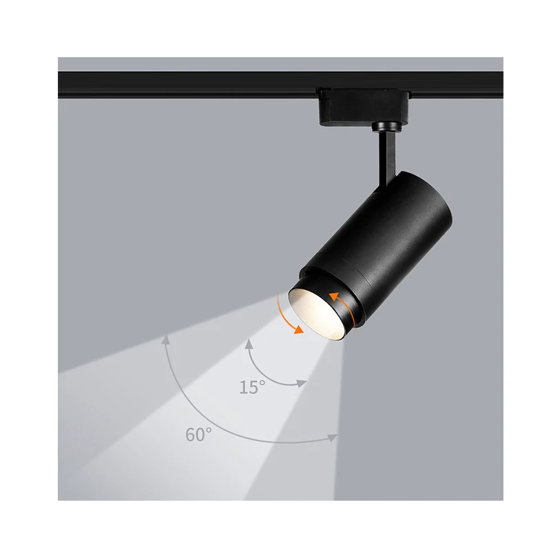 15-60 degree modern dimmable adjustable track spotlight zoomable 15W/20W/30W/36W/42W LED track light