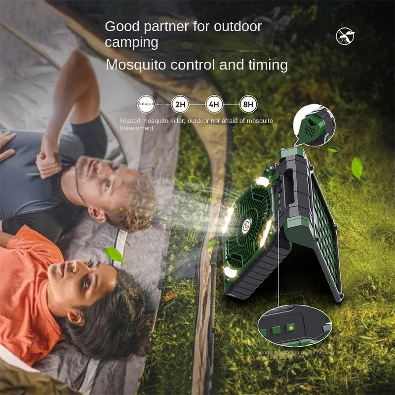 Multifunctional Wireless Solar Power Fan USB Rechargeable Multiple Colors Available Outdoor Camping Fan With Light