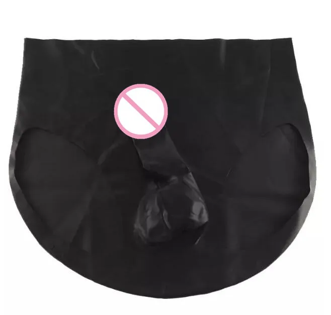 Strapon dildo Black Latex Male Underwear Strap On Hollow Penis Extender Strapon Dildo Reusable Condom for men