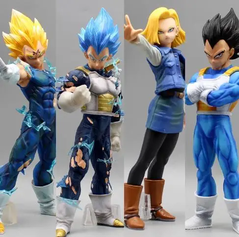 Оптовая Продажа 24 см-27 см Vegeta и Android 18 DBZ Дракон Аниме ПВХ Коллекционная модель Фигурки игрушки подарок