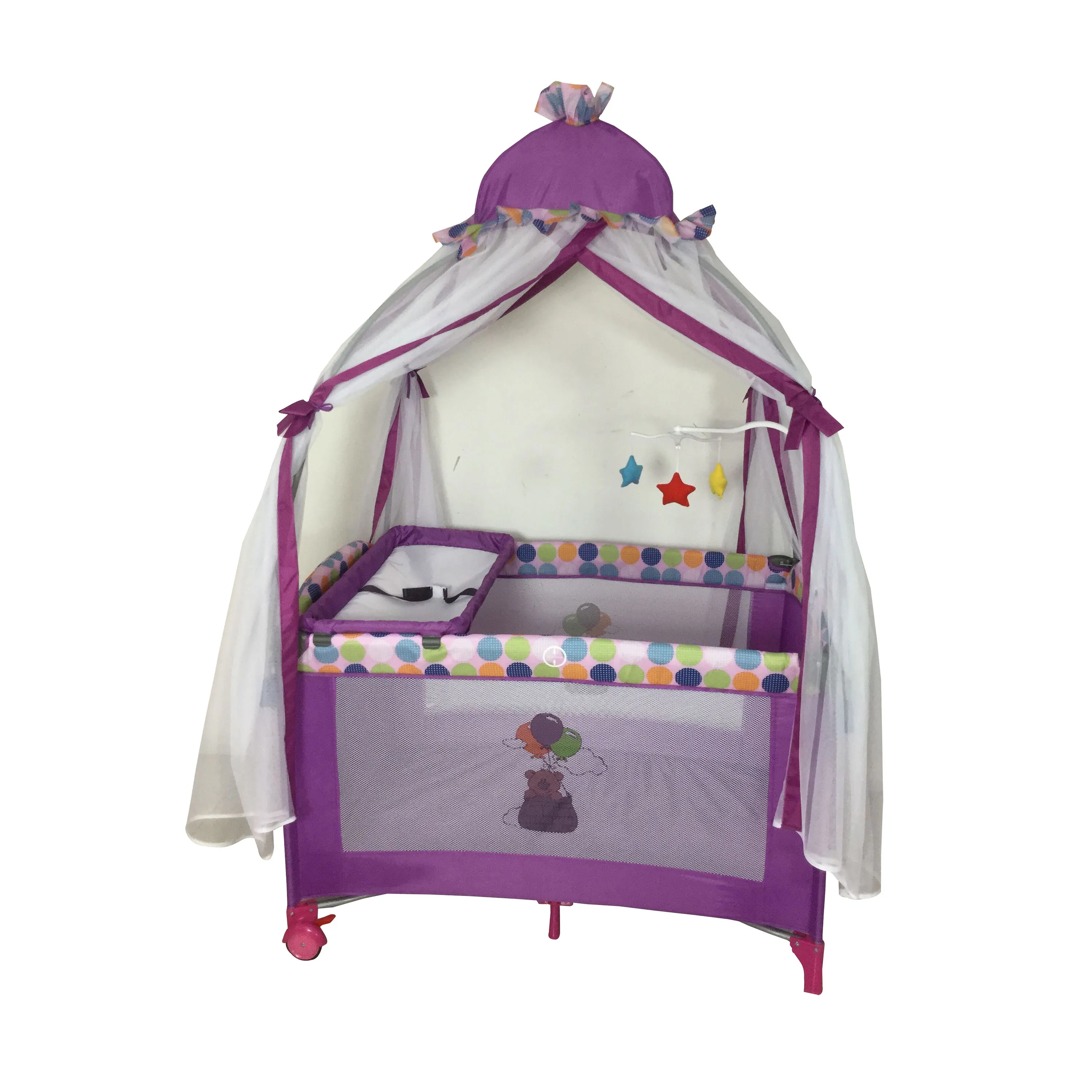 Portable Baby Bed Playard Play Yard Cuna Plastic Playpen Crib Kids Cot Cradle Safety Fence with bassinet rocker