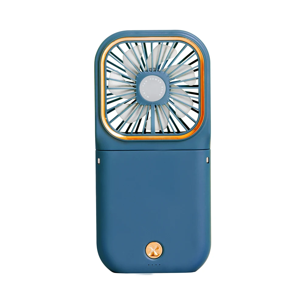 Folding Portable Mini Usb Fan Rechargeable Cooling Hands-free Hanging Neck Band power bank Fan with holder for Outdoor Traveling