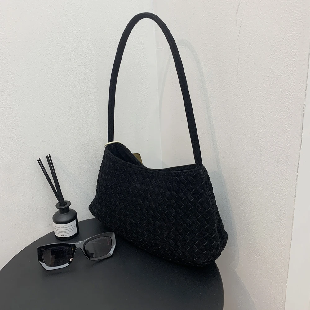 French niche new handmade braided bag versatile with premium feel handbag large capacity simple and fashionable underarm bag