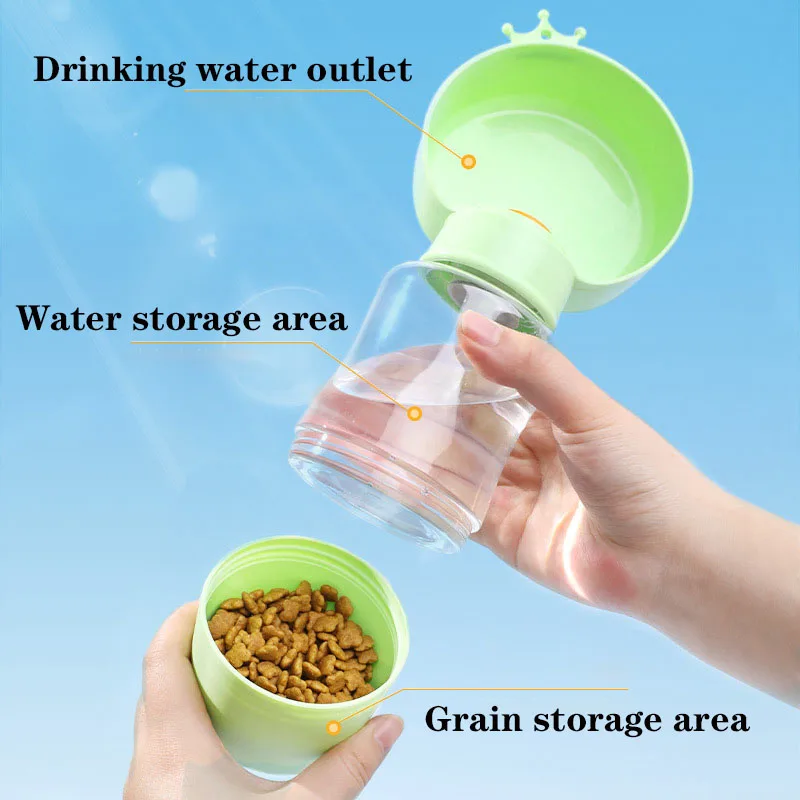 Xianchanpets 350ml Stainless Steel Portable Dog Water Bottle Go out Water Dispenser with Accompanying Cup for Travel Feeding