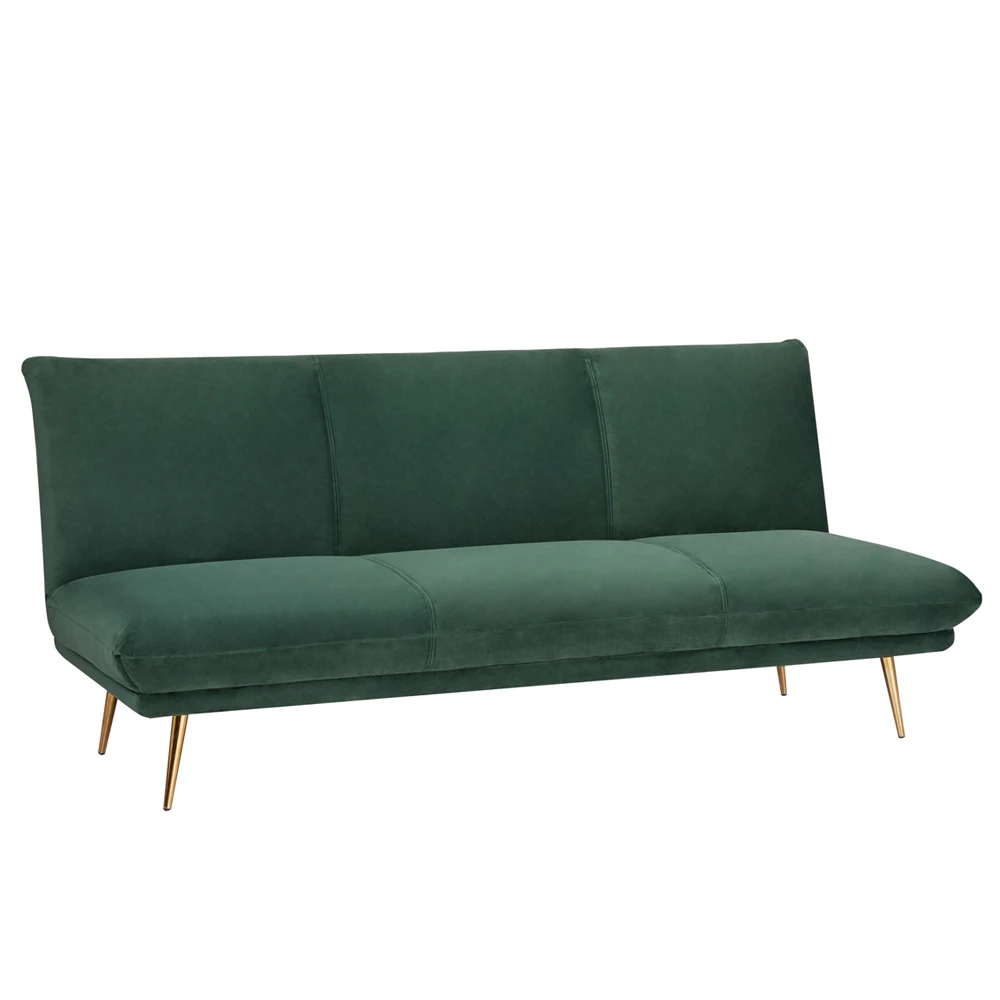 Velvet modern living room furniture 3 seat sofa in green folding sofa bed