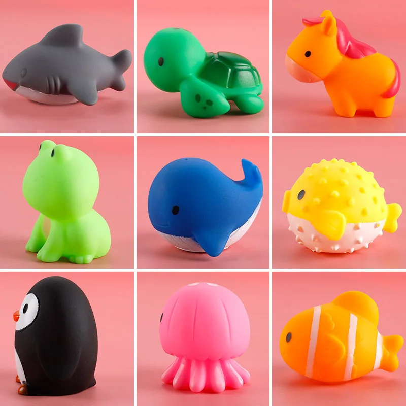 2023 new product cattle sheep chicken duck fish pinch called bath toy fun cute make sounds eco friendly classic toys for kids