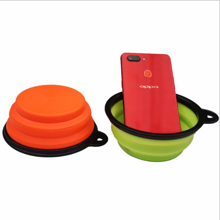 Black Frame Folding Silica Gel Pet Bowl Portable Pet Dog and Cat Bowls & Feeders Multi-Color Optional Convenient Folding Bowl