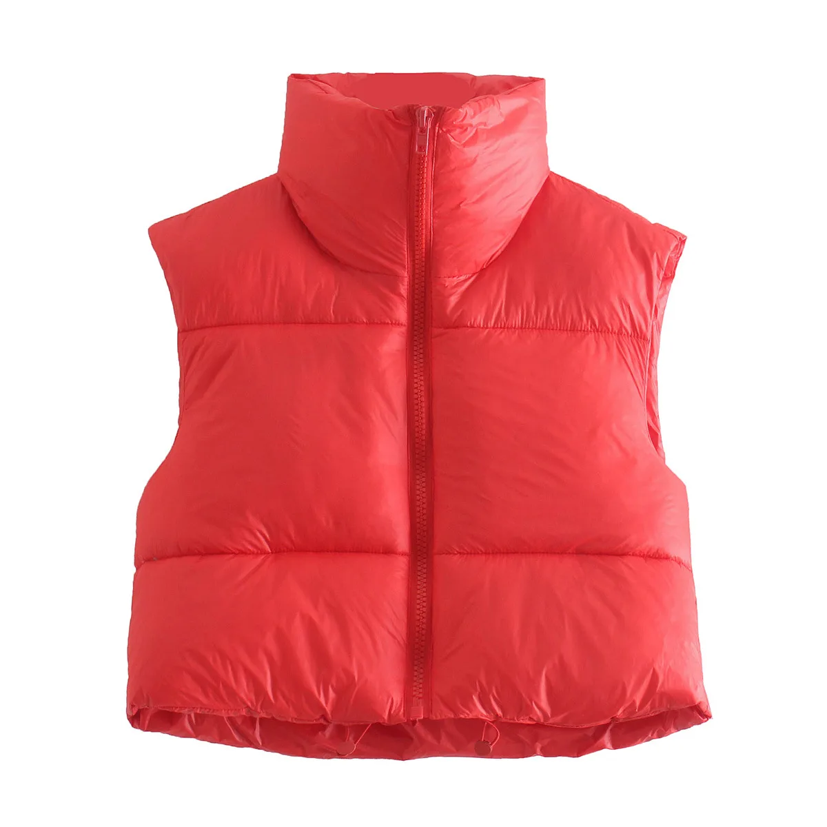 women cropped jackets puffer vest for winter warm ladies jackets zipper up coats solid blank custom clothing