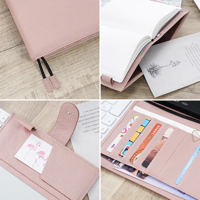 Wholesale B5 A6 School Notebooks Journal Customized Leather Note book With Card Holder