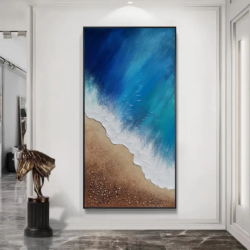 High quality creative custom sea waves beach oil painting canvas wall art for home decor